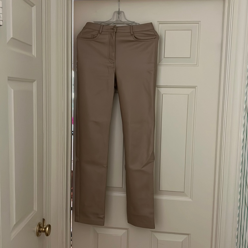 Aritzia beige faux leather pants